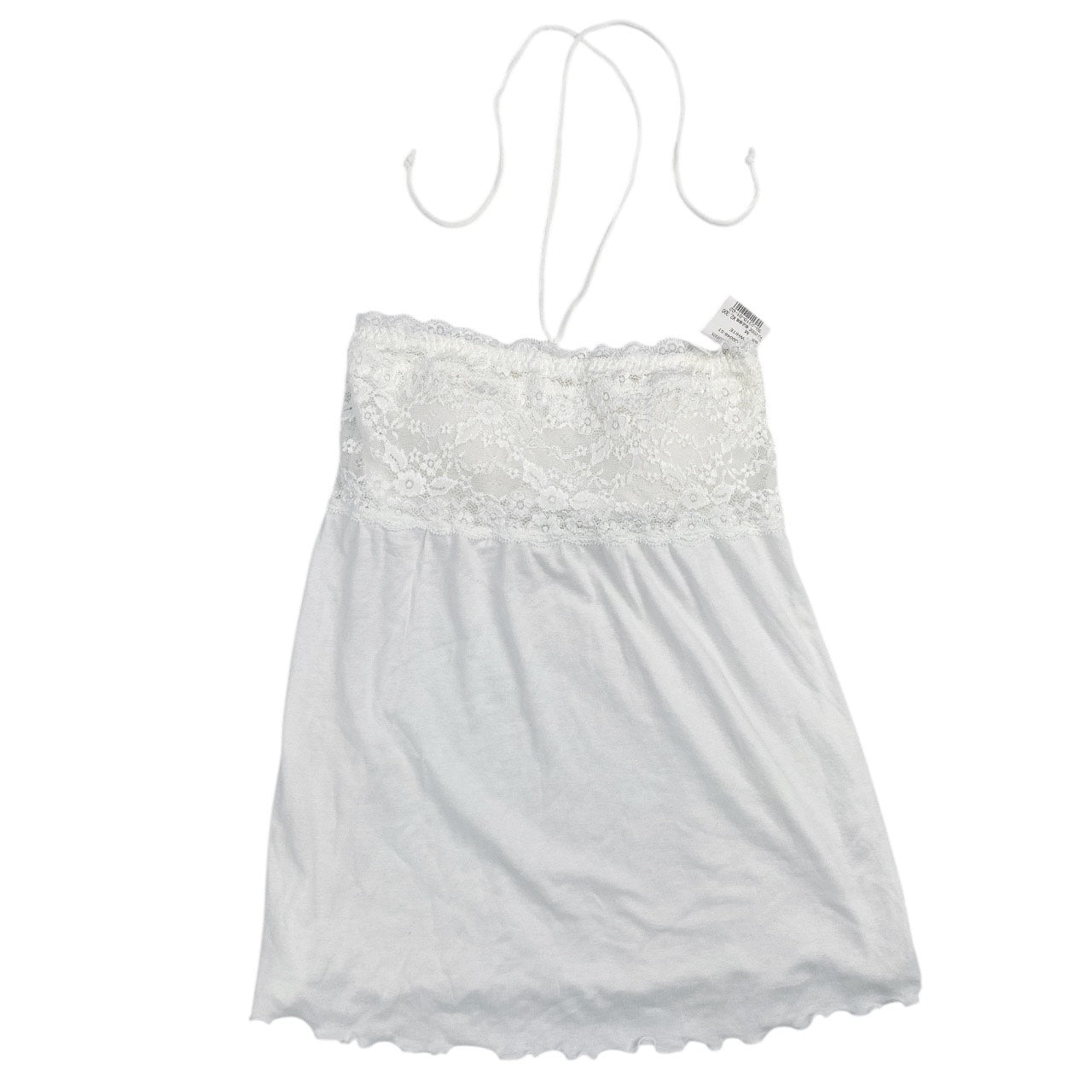 2000s Deadstock White Lace Halter Top Sz S