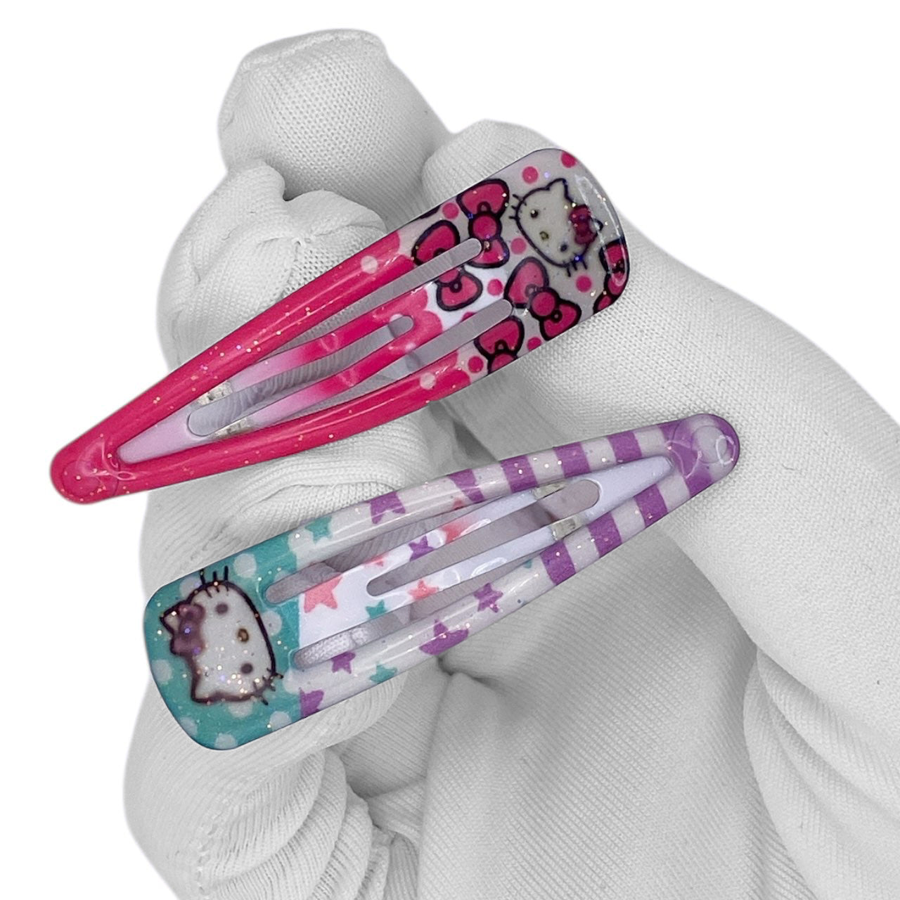 2010s Sanrio Hello Kitty Hair Clips Set - Stars and Bows