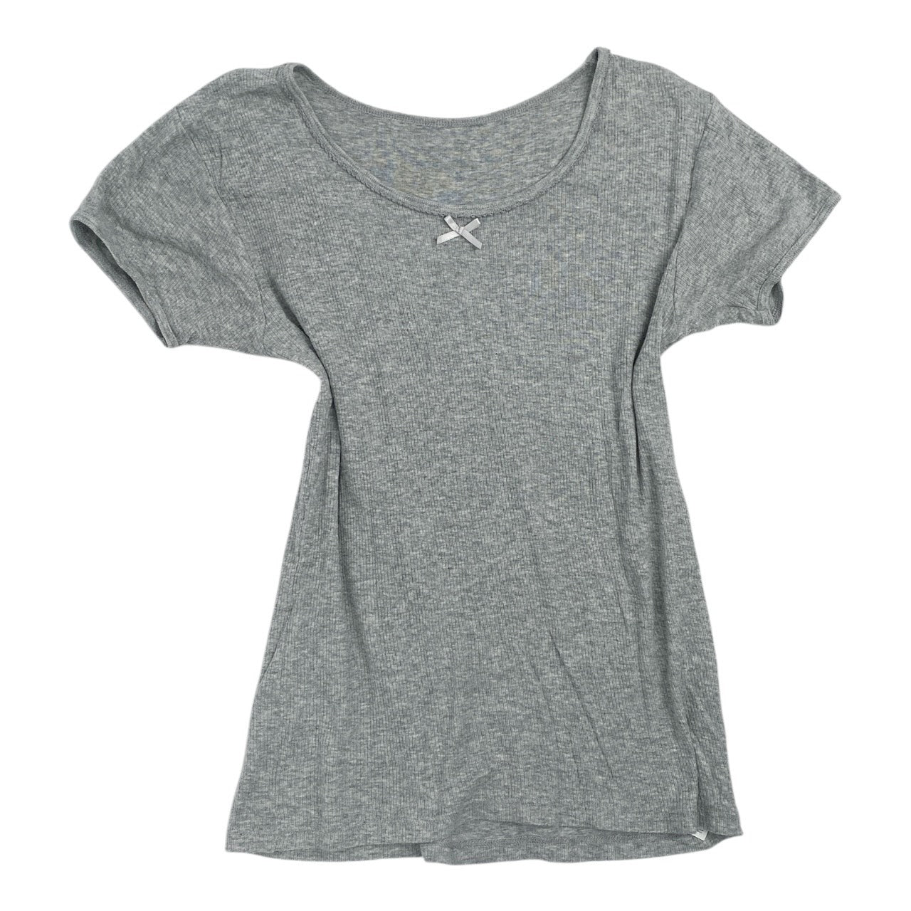 2000s Grunge Gray Bow Tee Sz S