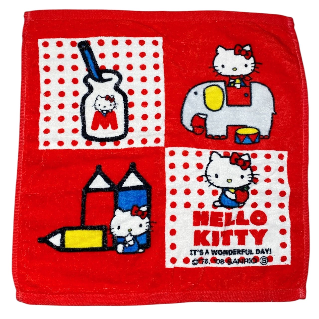 2008 Sanrio Hello Kitty Face Towel - Classic Red