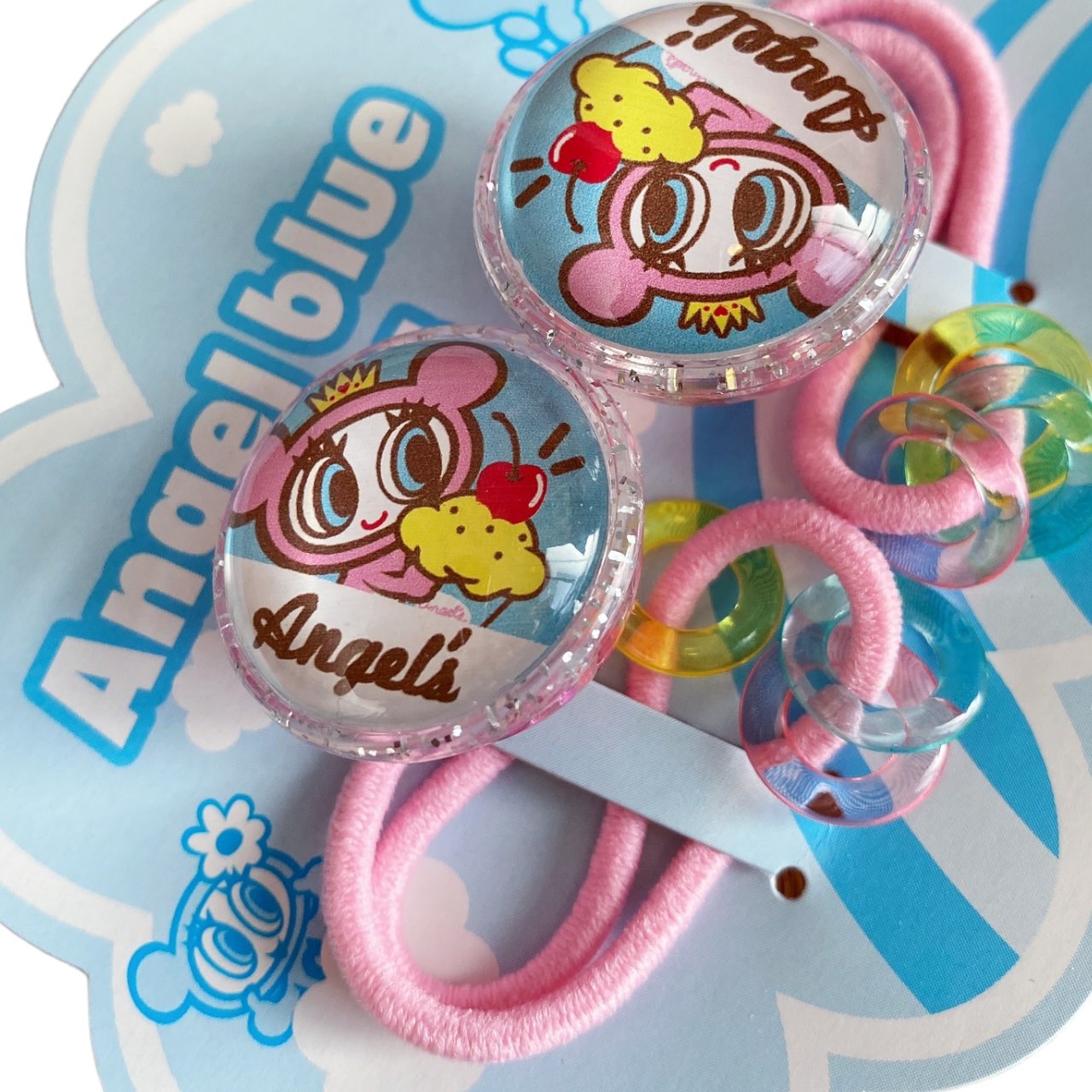Y2K 2000s Deadstock Angel Blue Hair Bands Set
