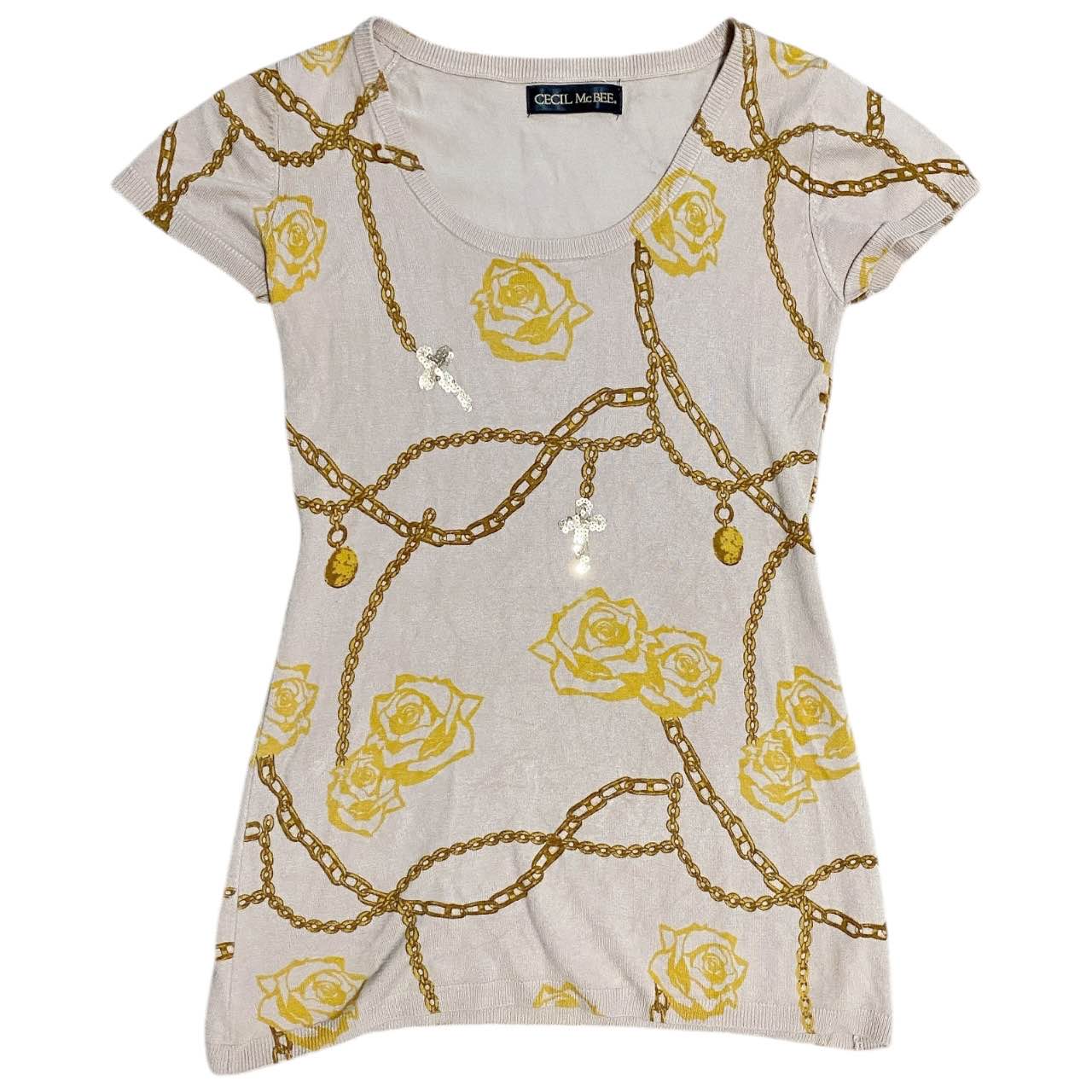 Cecil McBee Gyaru Cross and Roses Top Sz S/M