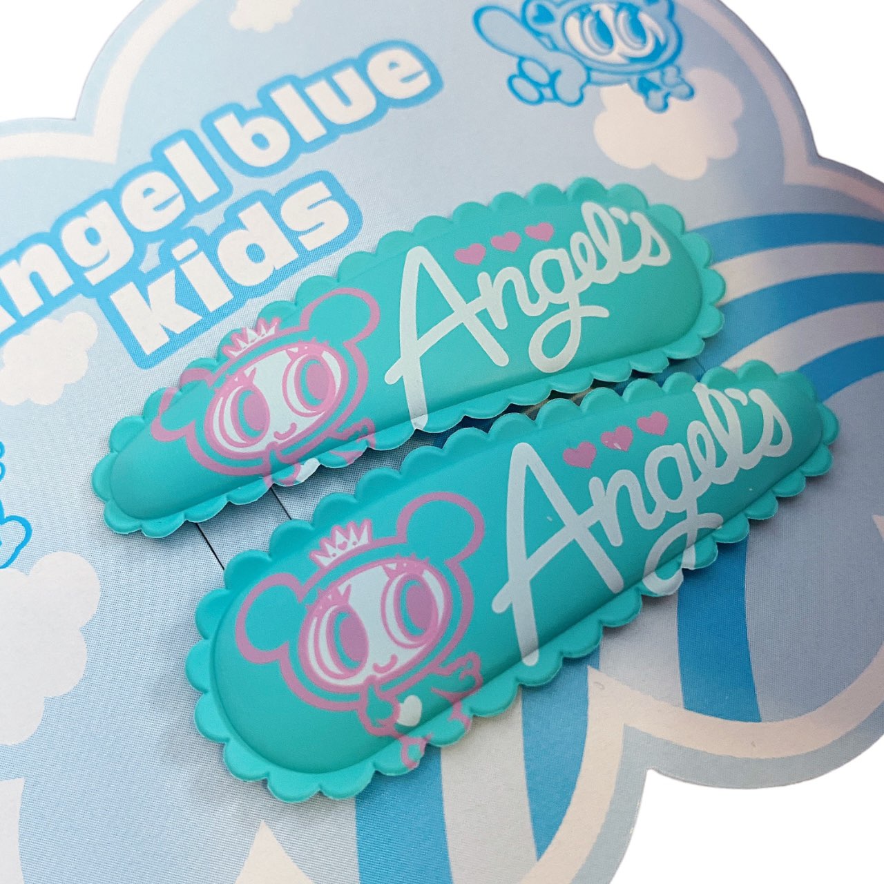 Y2K 2000s Deadstock Angel Blue Hair Clip Set