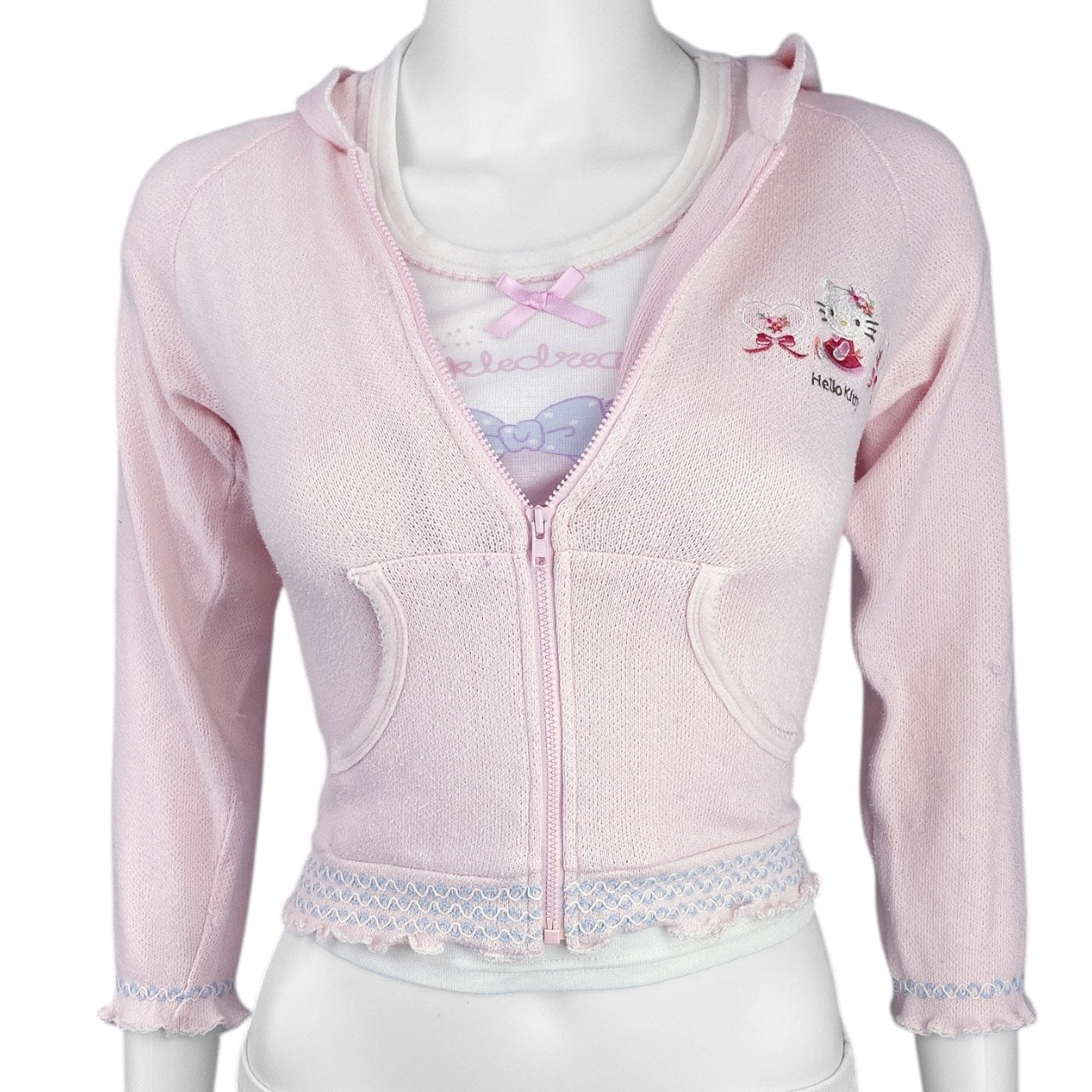 2008 Sanrio Sugarland Coquette Hello Kitty Cropped Hoodie Sz S