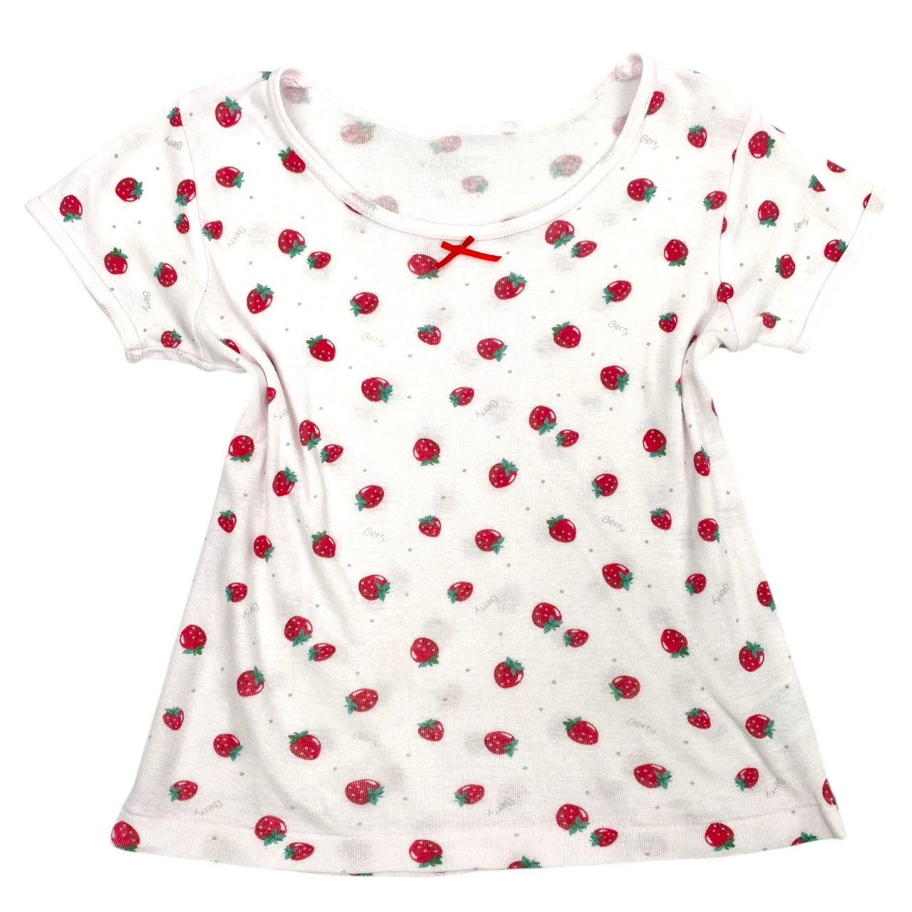 2000s Kawaii Strawberry Bow Tee Sz S