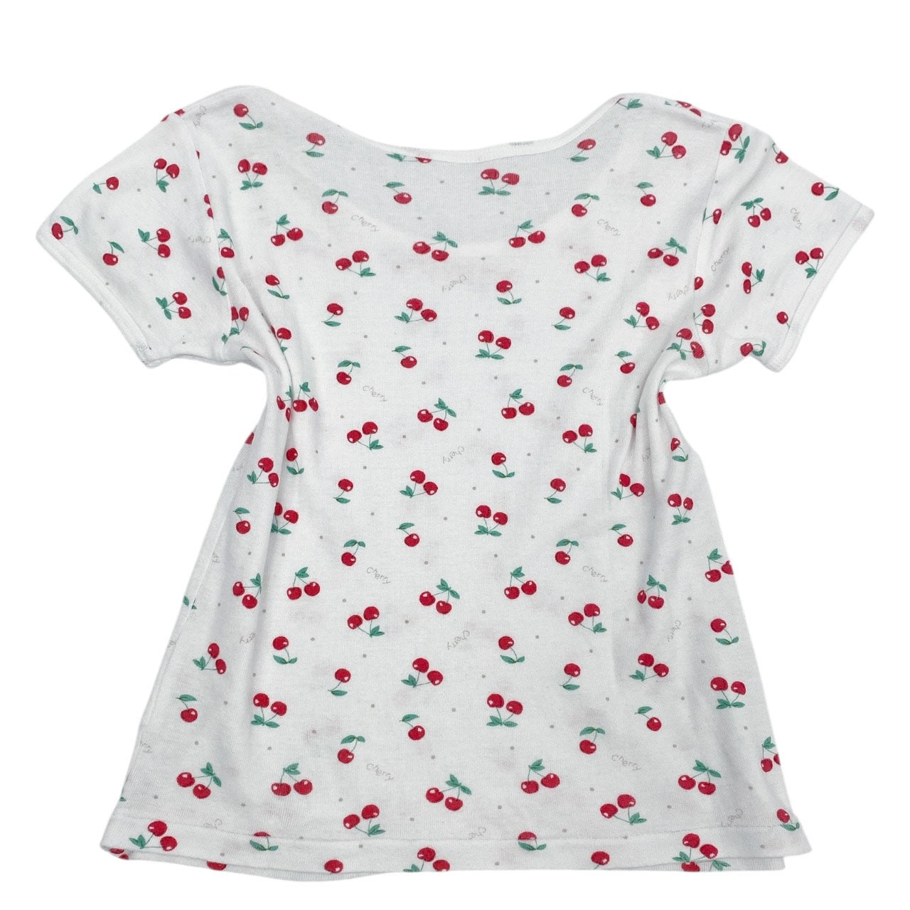 2000s Kawaii Cherry Bow Tee Sz S