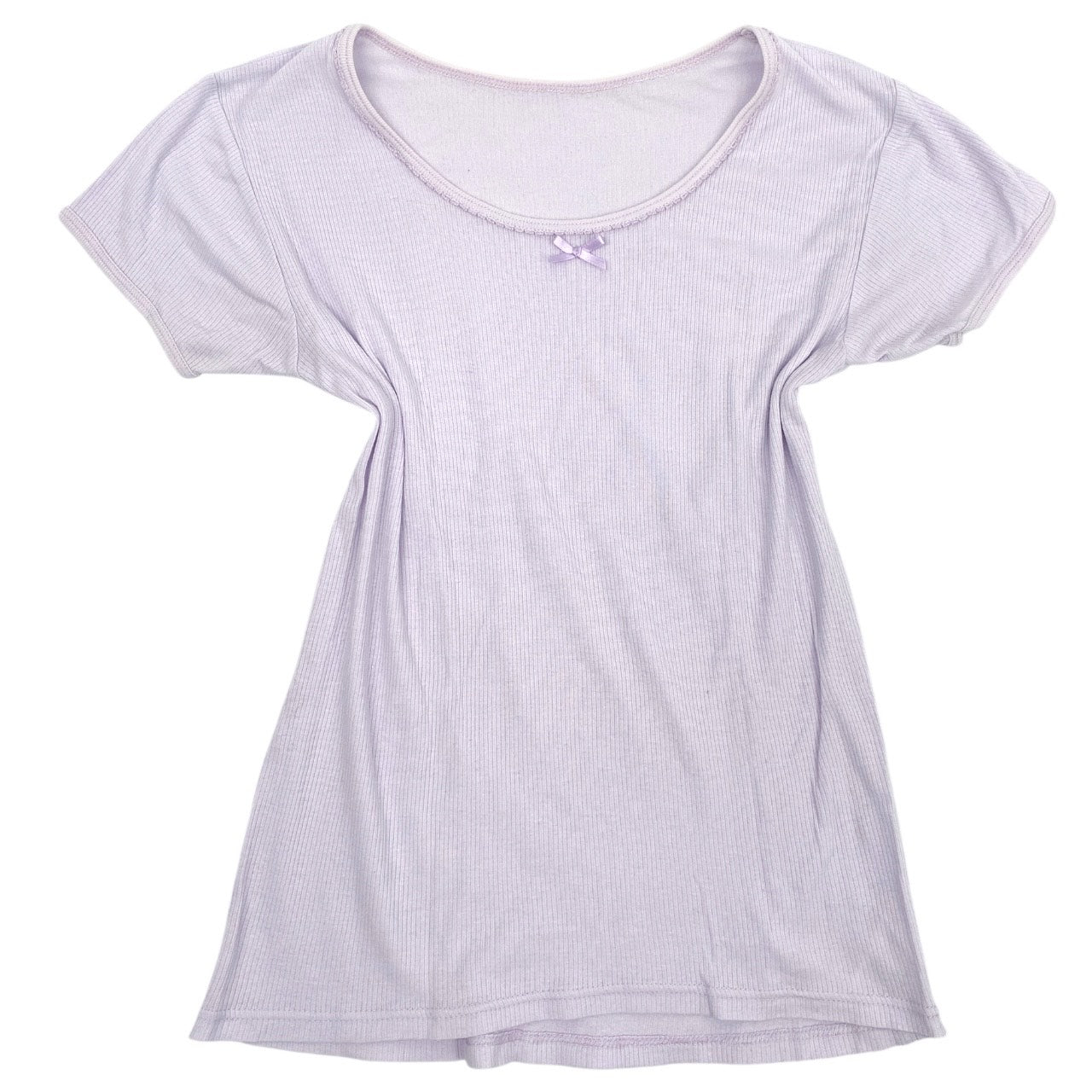 2000s Kawaii Pastel Purple Bow Tee Sz S