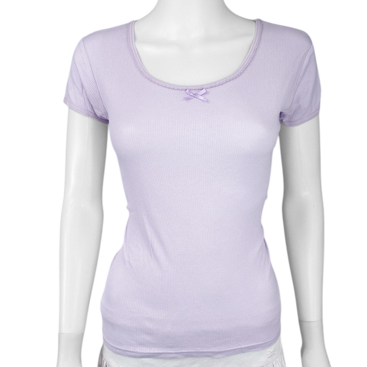 2000s Kawaii Pastel Purple Bow Tee Sz S