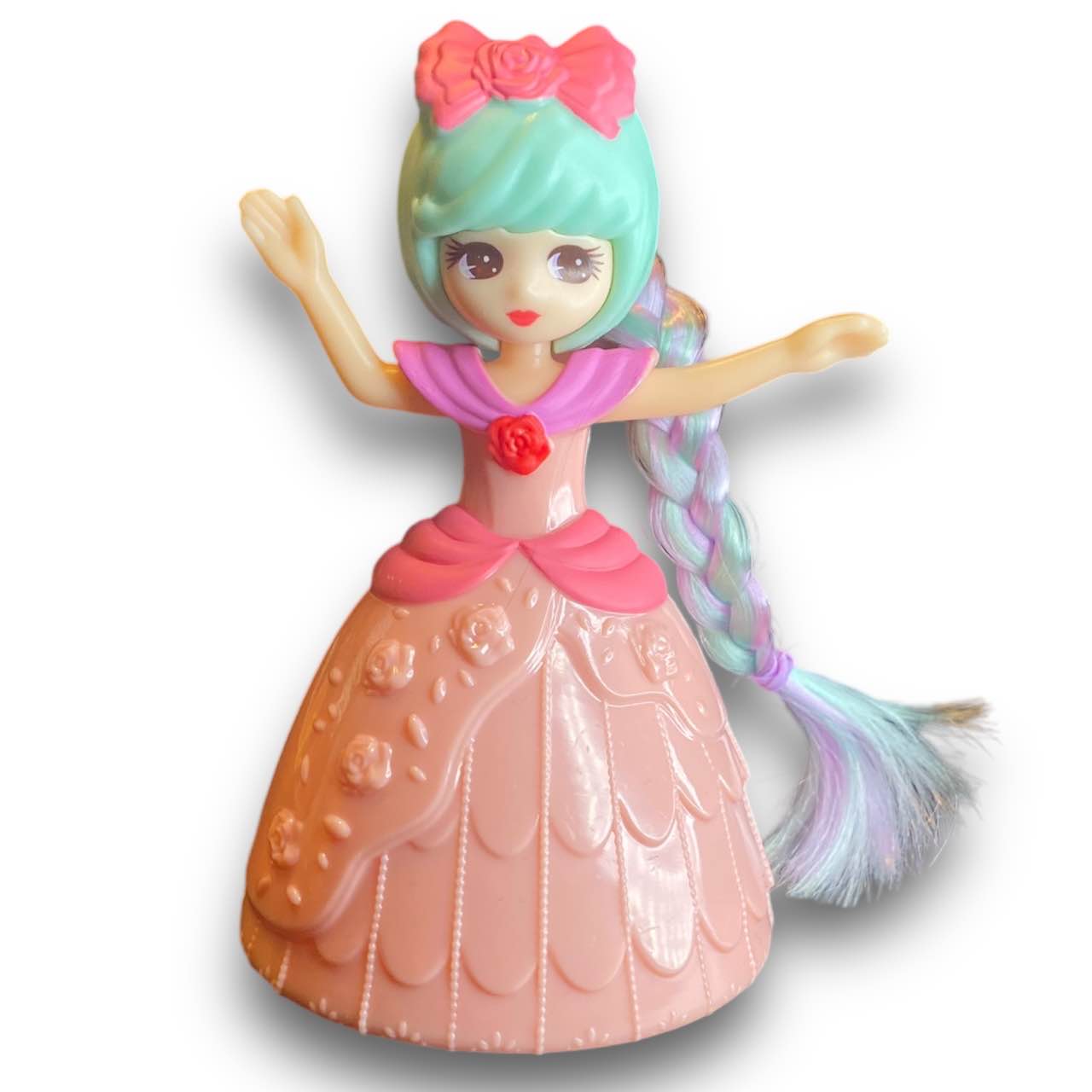 2010s Licca Doll Figure - Peach Dress With Hair
