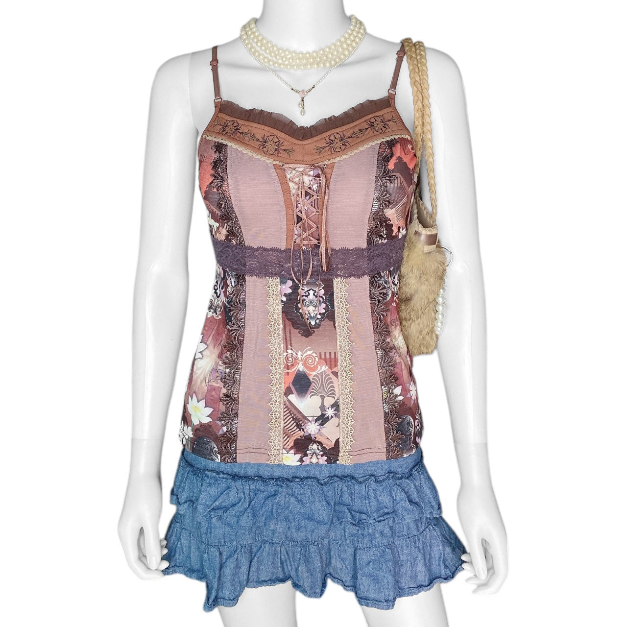 Ozz Oneste Mori Girl Patchwork Fairy Cami Sz S