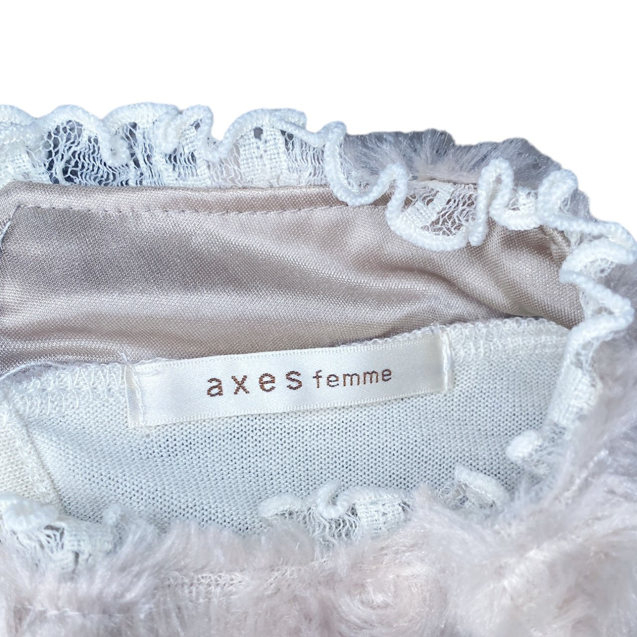 2000s Axes Femme Lace Up Faux Fur Long Sleeve Blouse Sz S