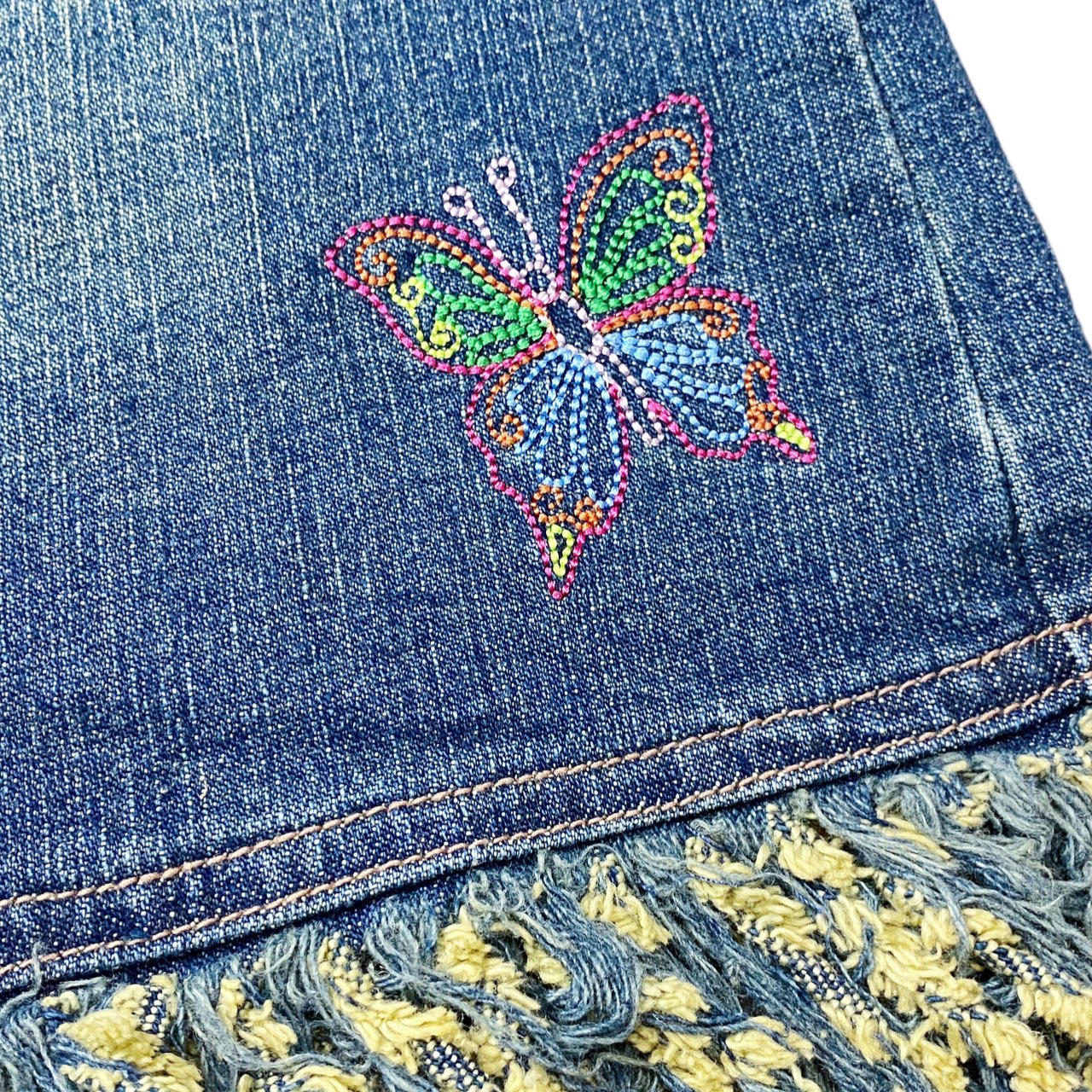 Y2K Grunge Harajuku Denim Butterfly Sugar Candy Skirt Sz S