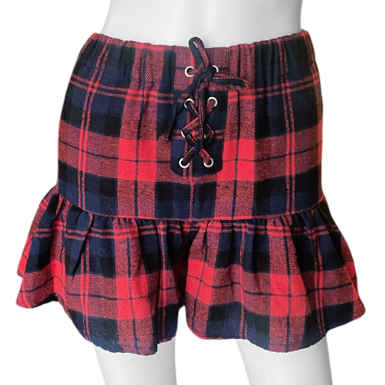 Y2K Dolly Ribbon Plaid Sukapan Style Skirt Sz XS