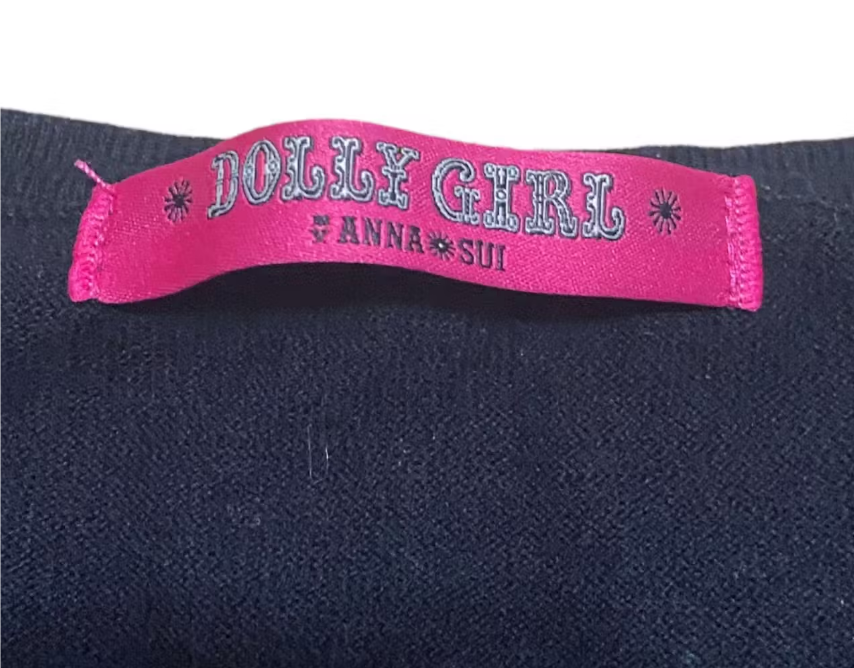 Y2K Anna Sui Rhinestone Shoes Cardigan Sweater Sz XS