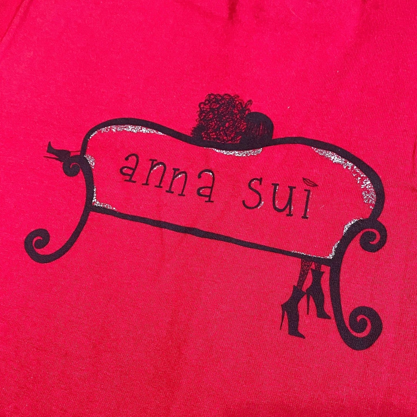 Y2K Anna Sui Aesthetic Red Couch Graphic Tshirt Sz XXS/XS