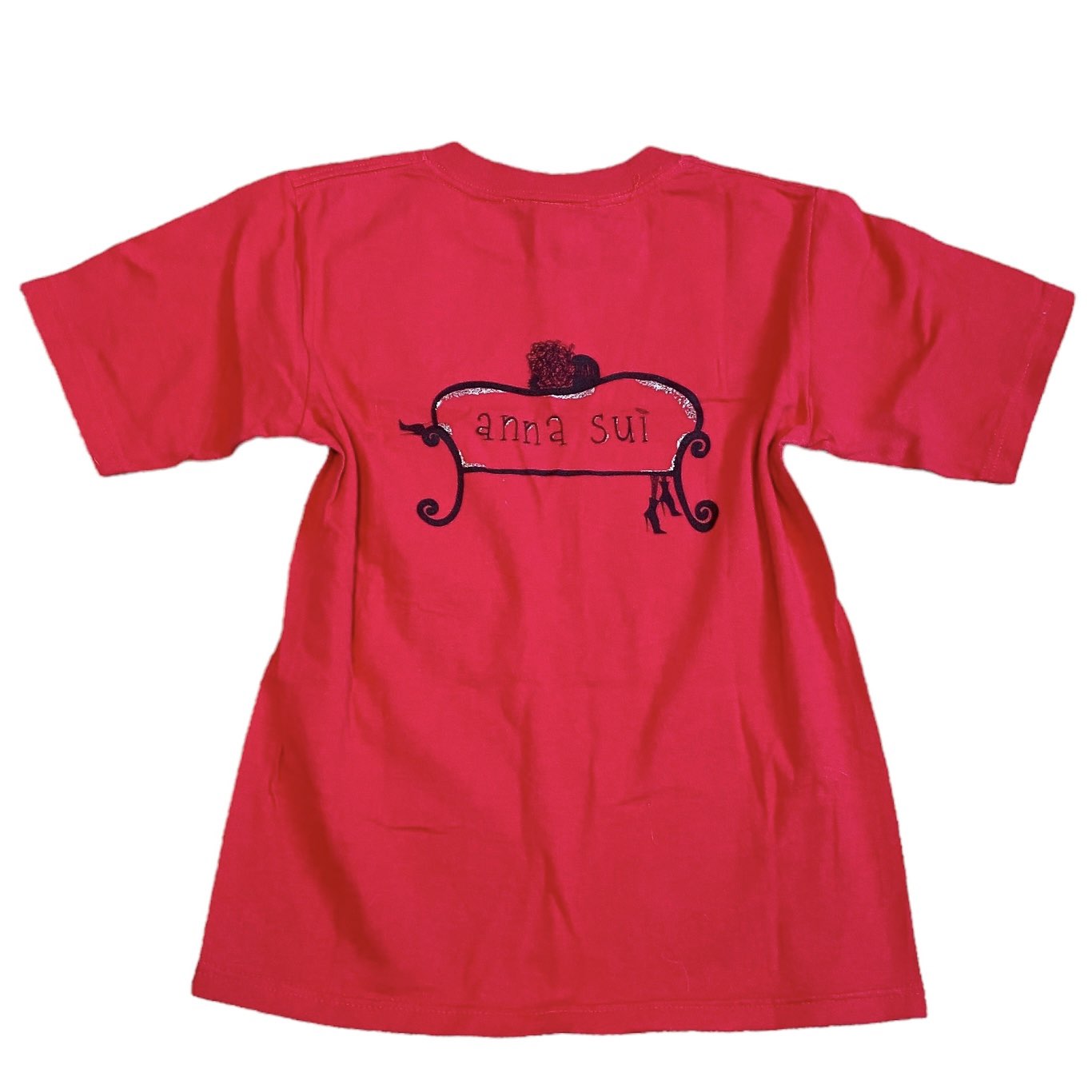 Y2K Anna Sui Aesthetic Red Couch Graphic Tshirt Sz XXS/XS
