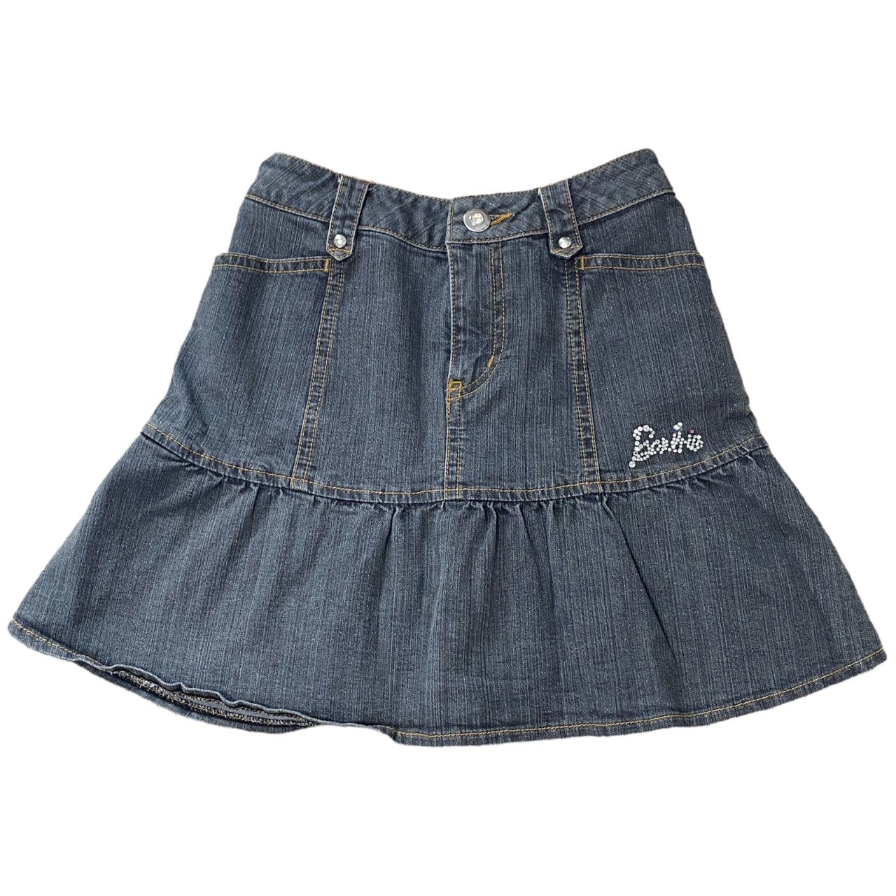 2005 Barbie Denim Bling Logo Mini Skirt Sz XXS