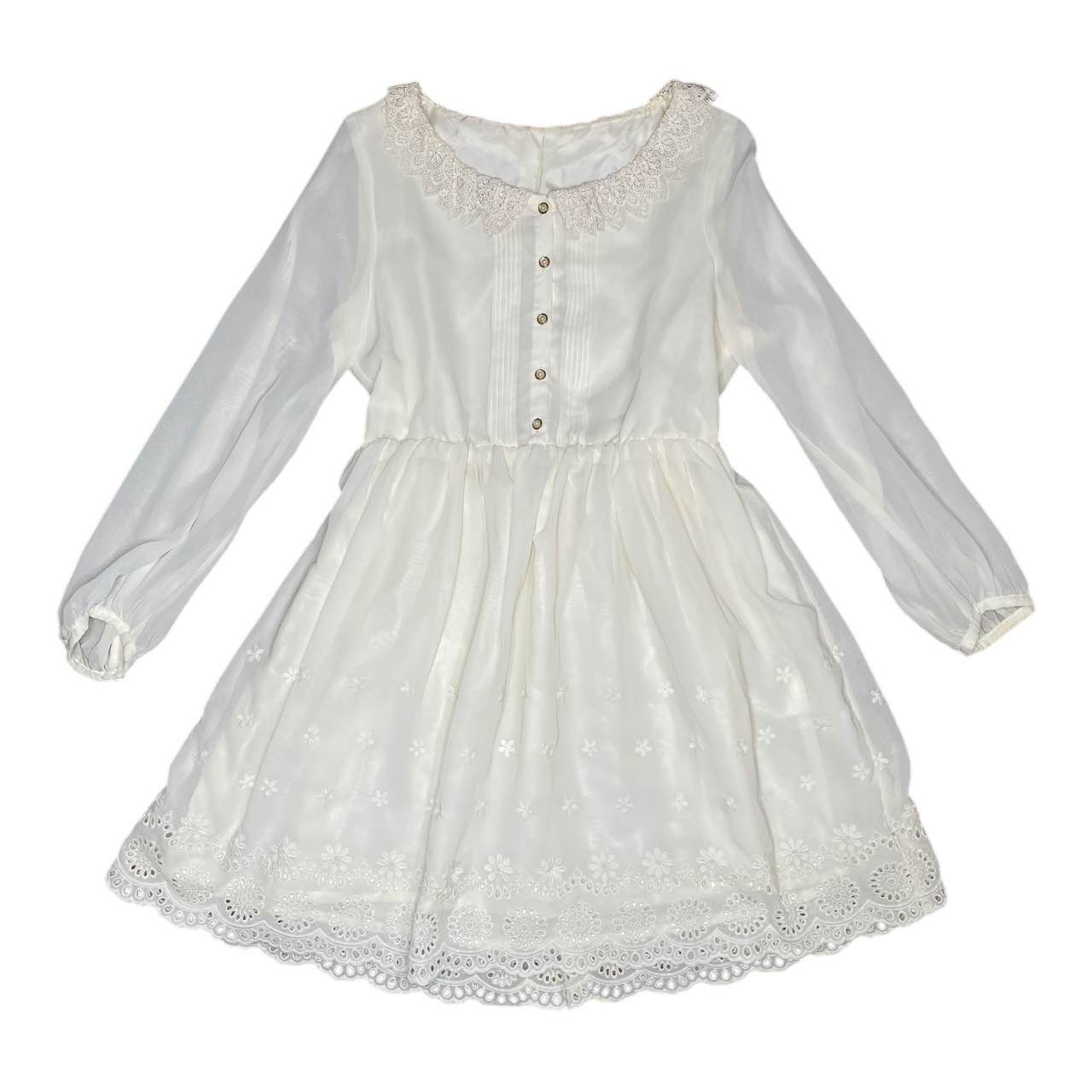Earth, Music, and Ecology Cream Babydoll Mori Girl Dress Sz M