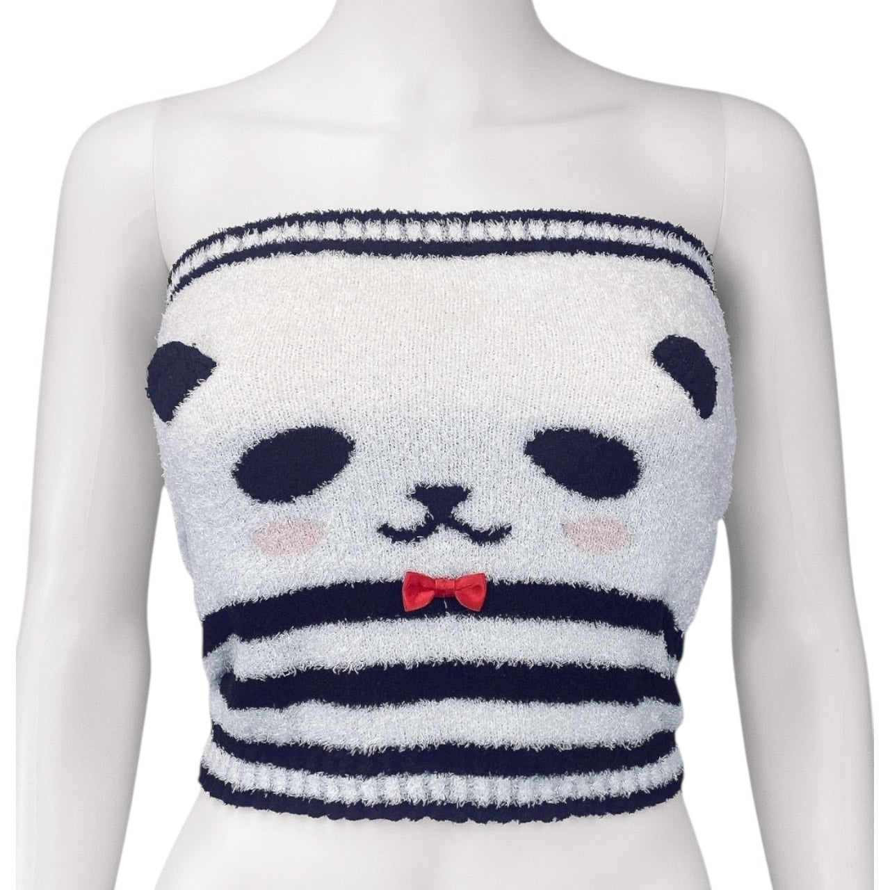 Y2K Panda Fluffy Tube Top Sz M