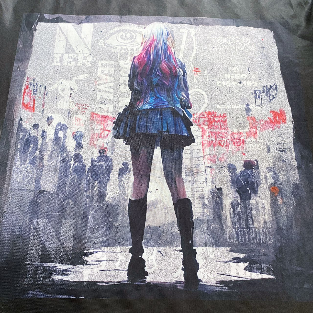 Y2K Nier Anime Style Girl Oversized Tshirt One Size