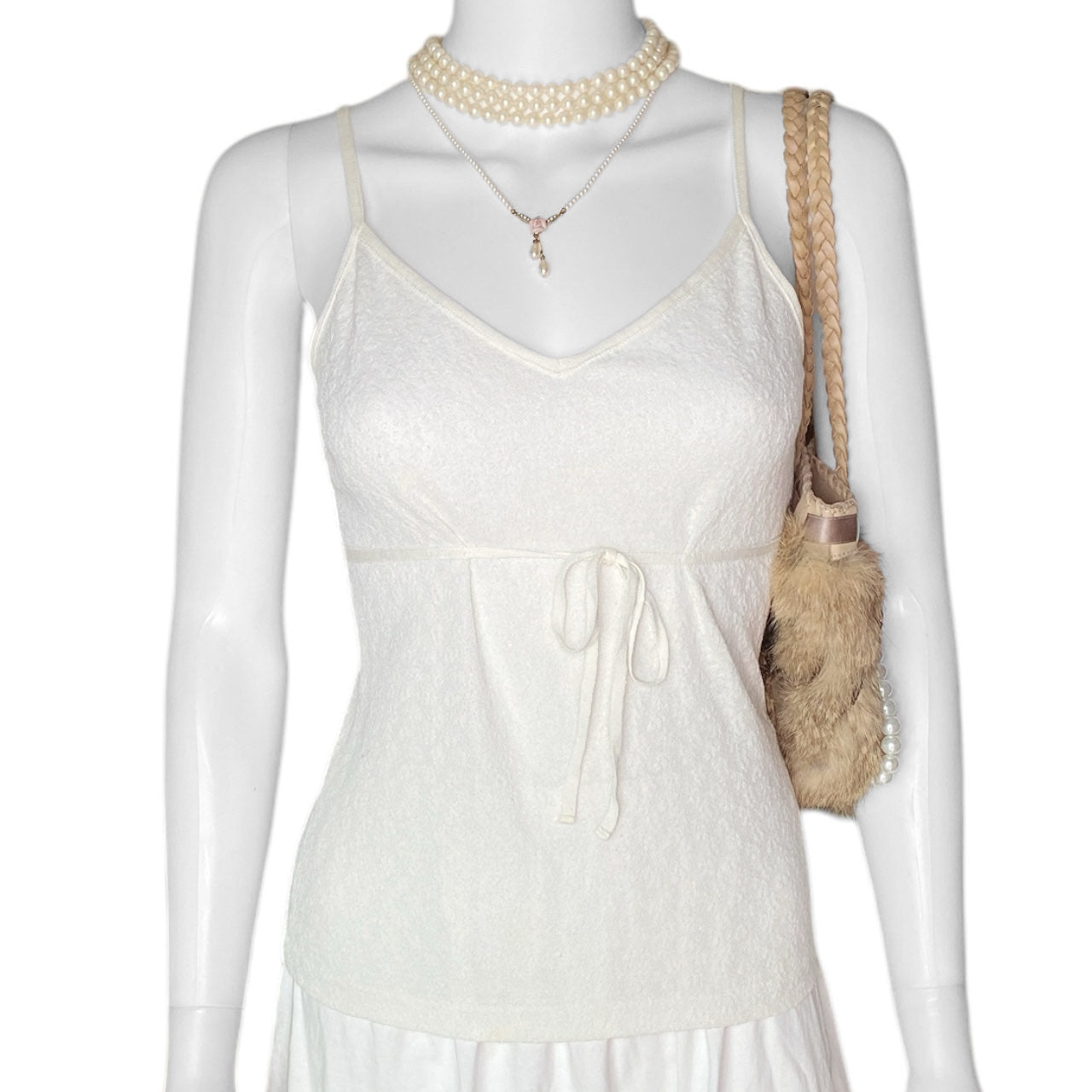 2000s Coquette Keita Maruyama Lace Cami Bow Top Sz XS/S