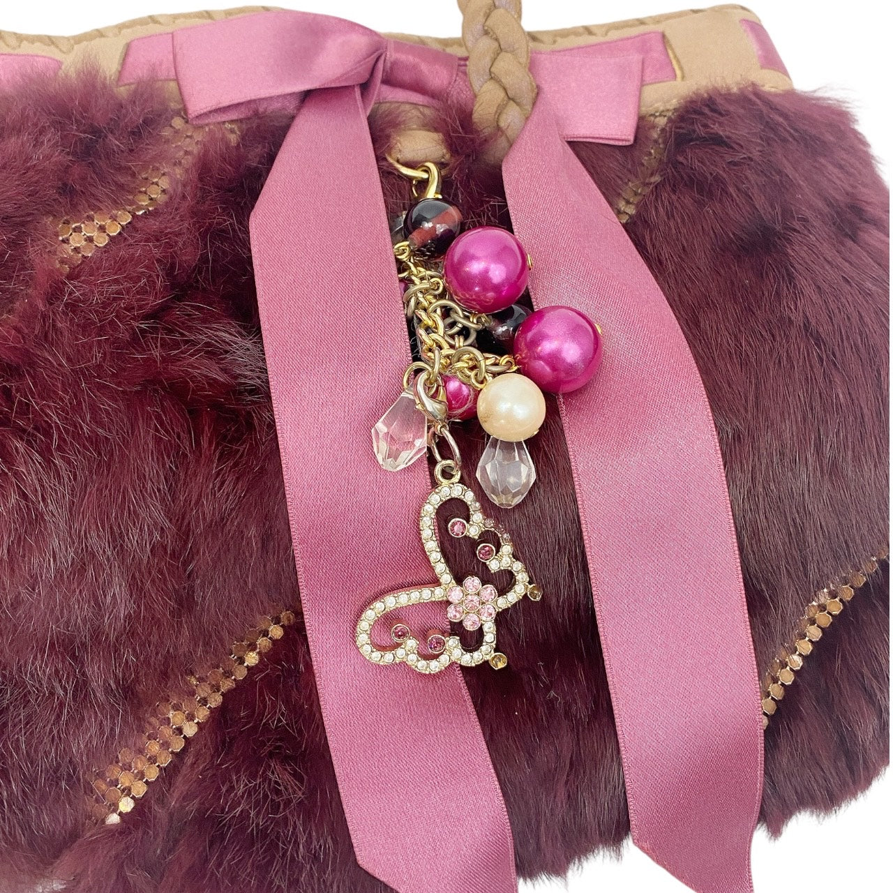 Y2K Anna Sui Ruby Rabbit Fur Hand Bag