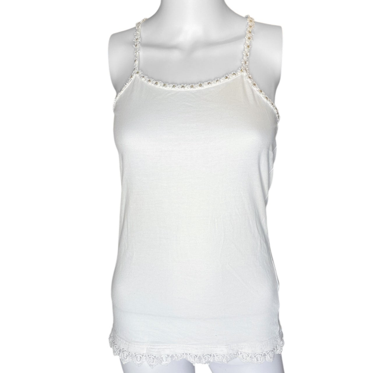 Y2K Floral White Cami Top Sz S