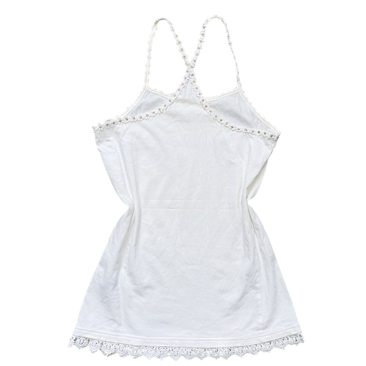 Y2K Floral White Cami Top Sz S