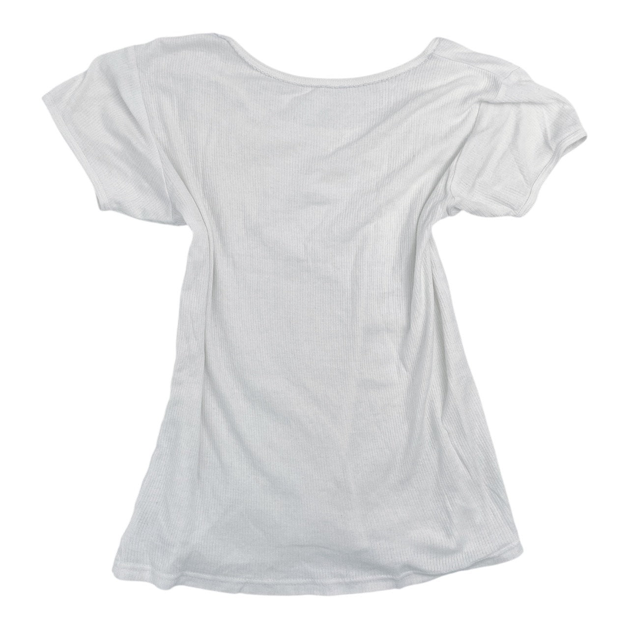2000s Grunge White Bow Tee Sz S