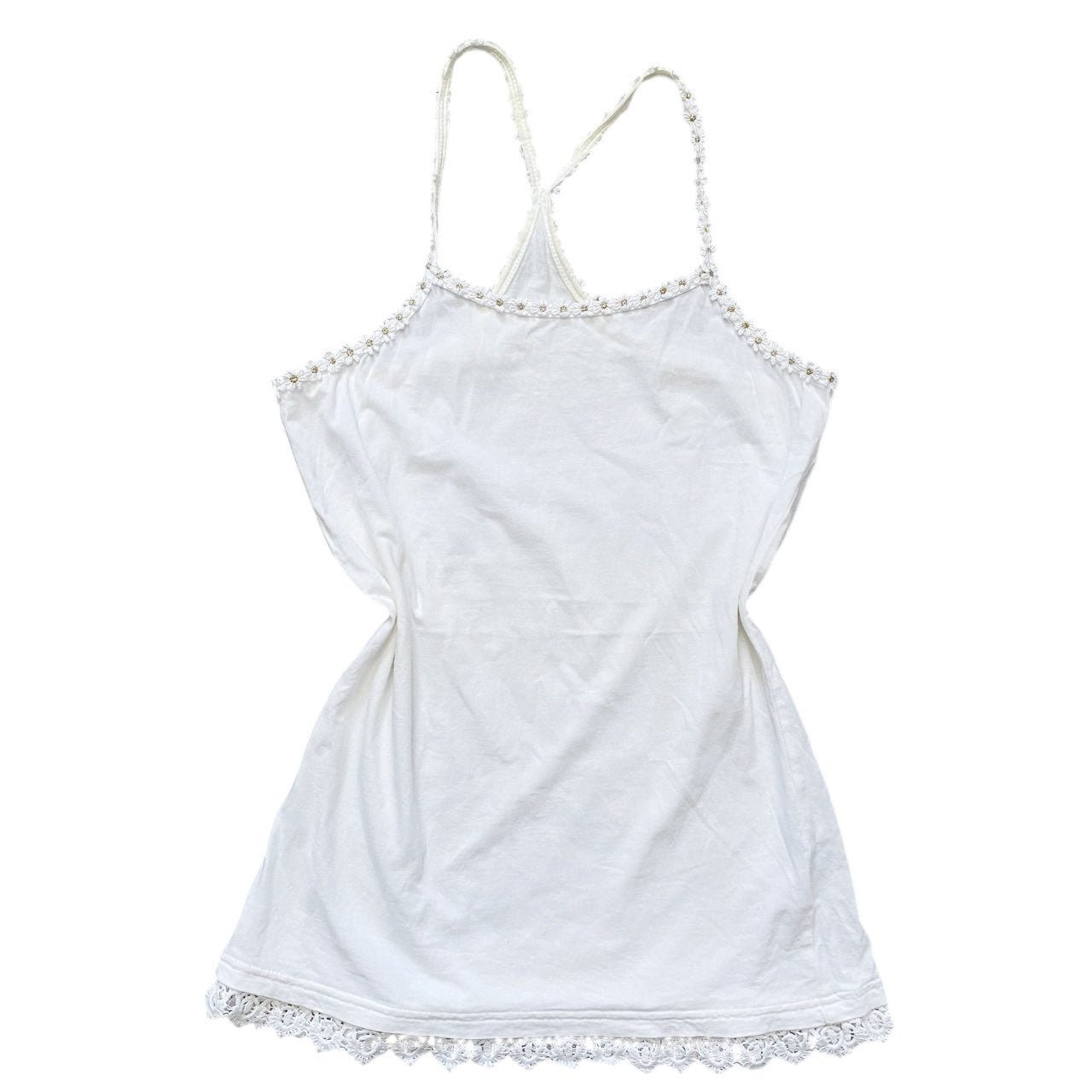 Y2K Floral White Cami Top Sz S