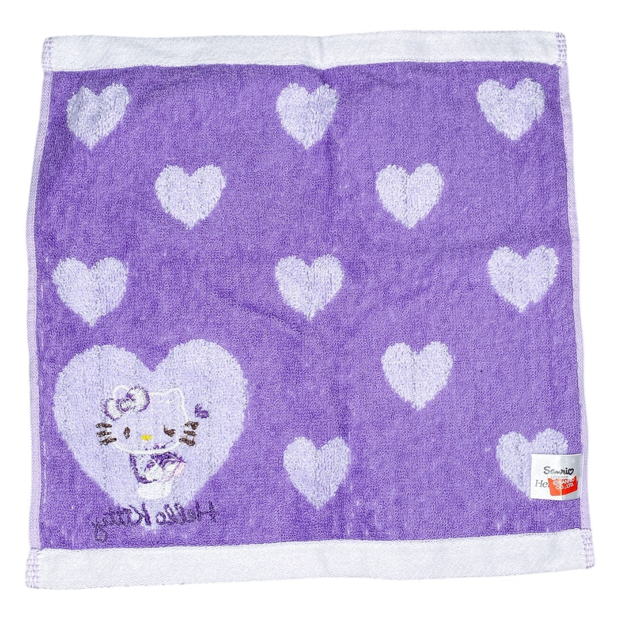 2011 Sanrio Hello Kitty Face Towel - Purple Hearts