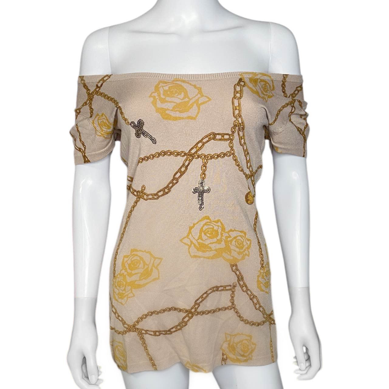 Cecil McBee Gyaru Cross and Roses Top Sz S/M