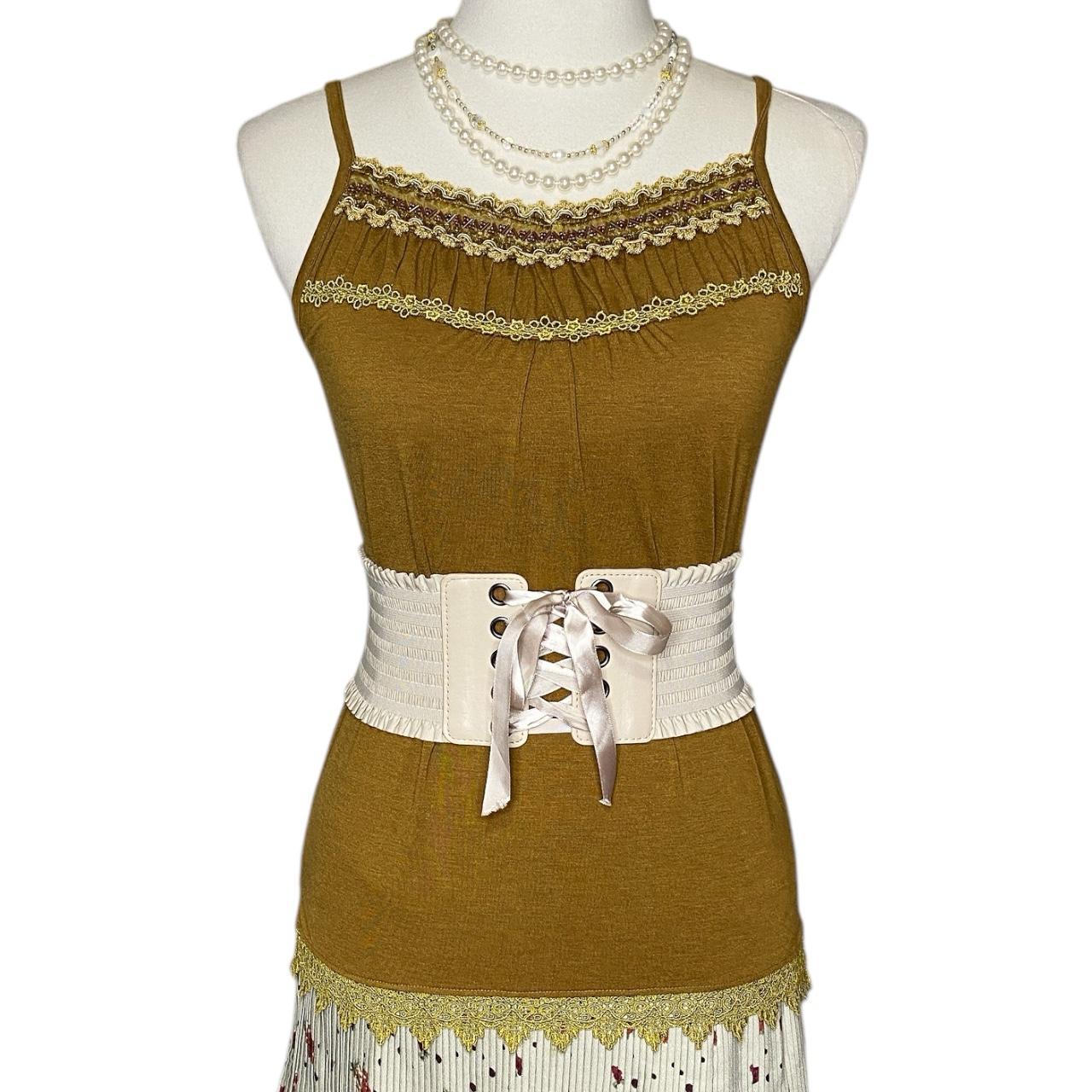 2000s Axes Femme Brown Coquette Cami Top Sz S