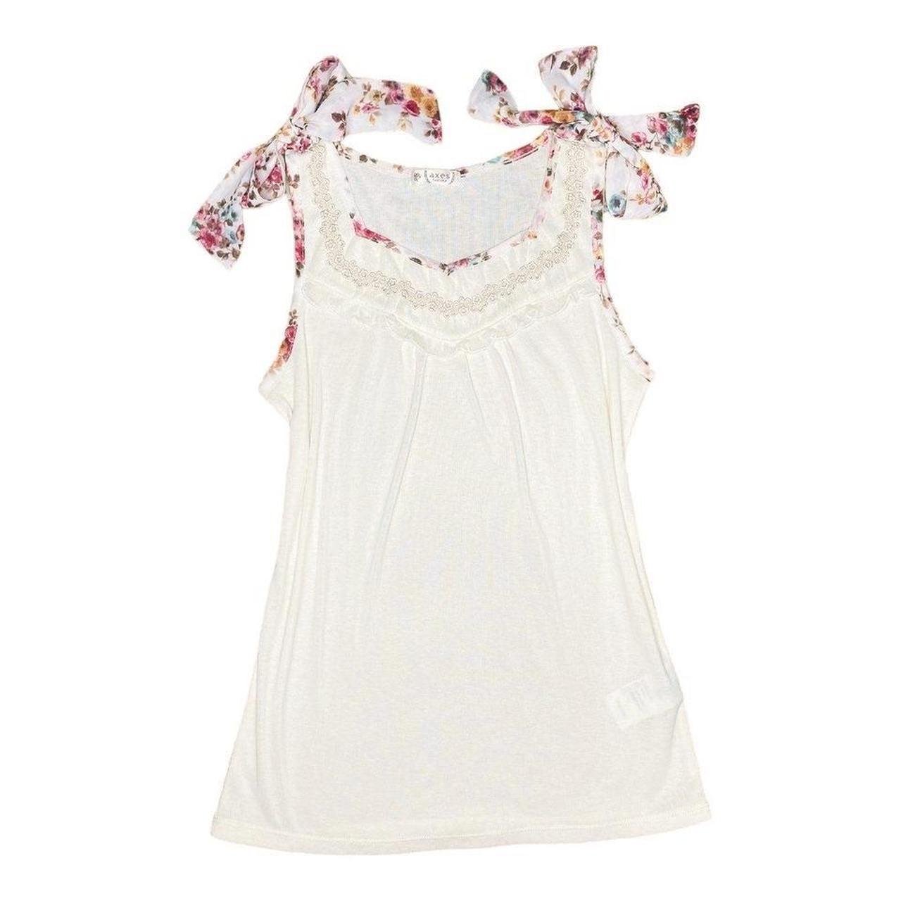 Axes Femme Floral Bow Straps Tank Top Sz S