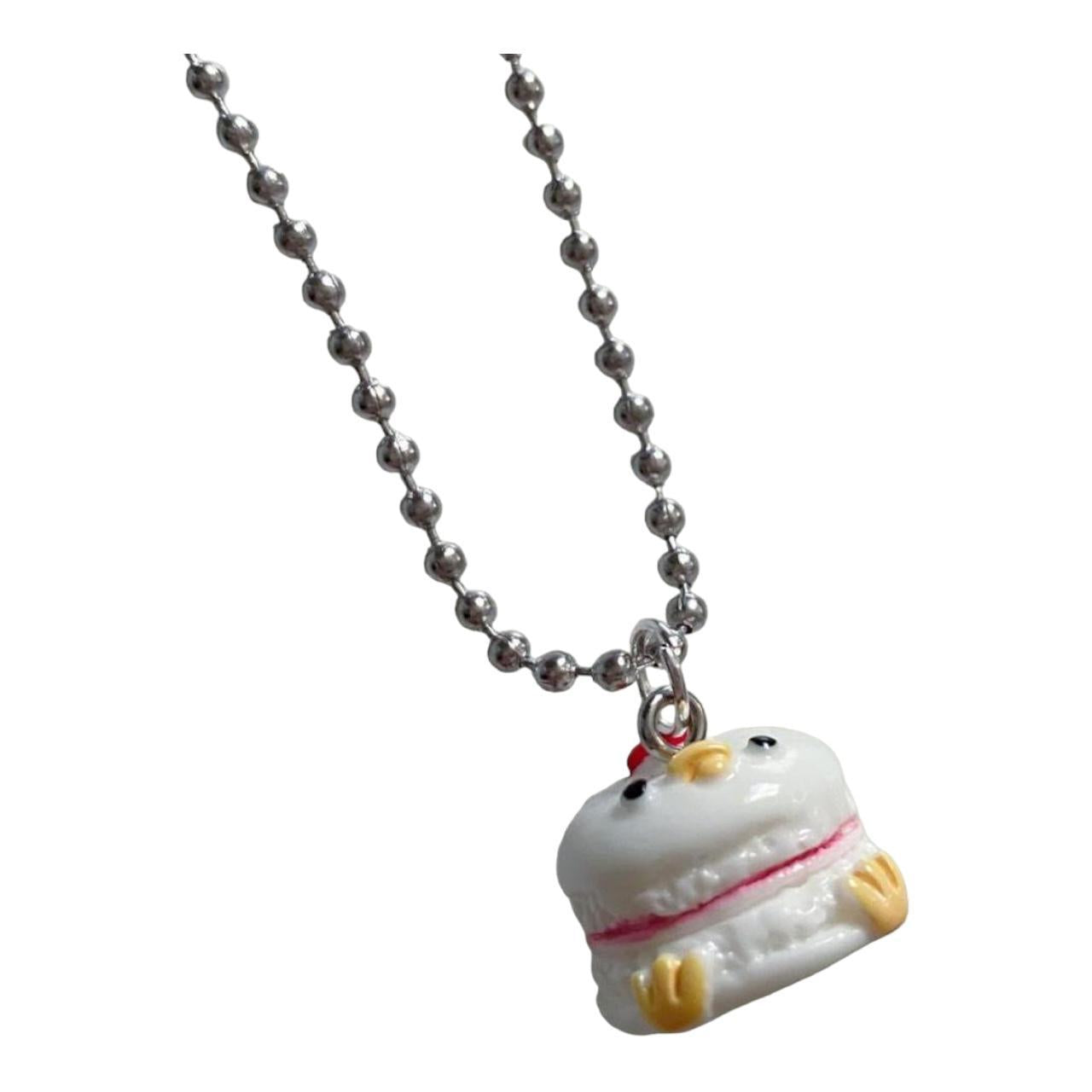 Kawaii Animal Sweets Chick Macaroon Pendant Necklace