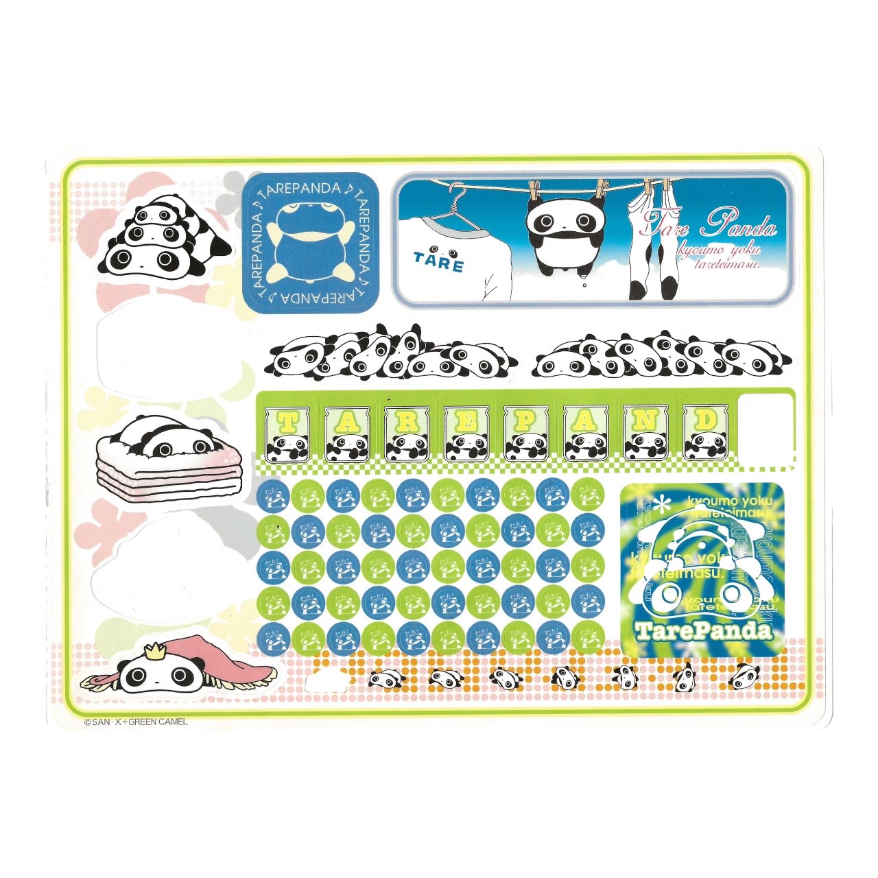 2000 San-X Tare Panda Large Sticker Sheet