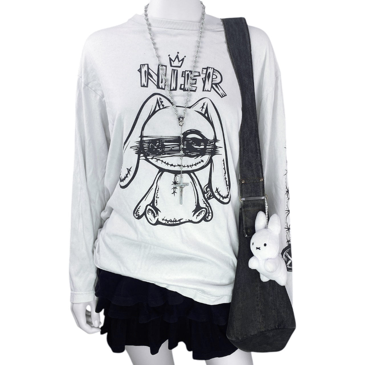 2000s Nier Emo Bunny Long Sleeve Tshirt Sz M