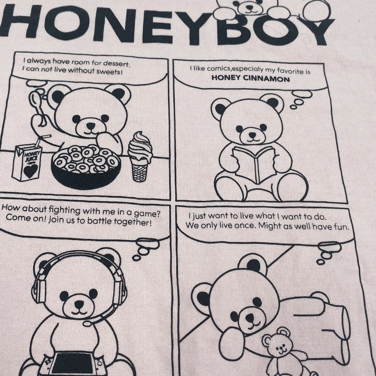 Honey Cinnamon Honey Boy Bear Graphic Long Sleeve Tshirt Sz M
