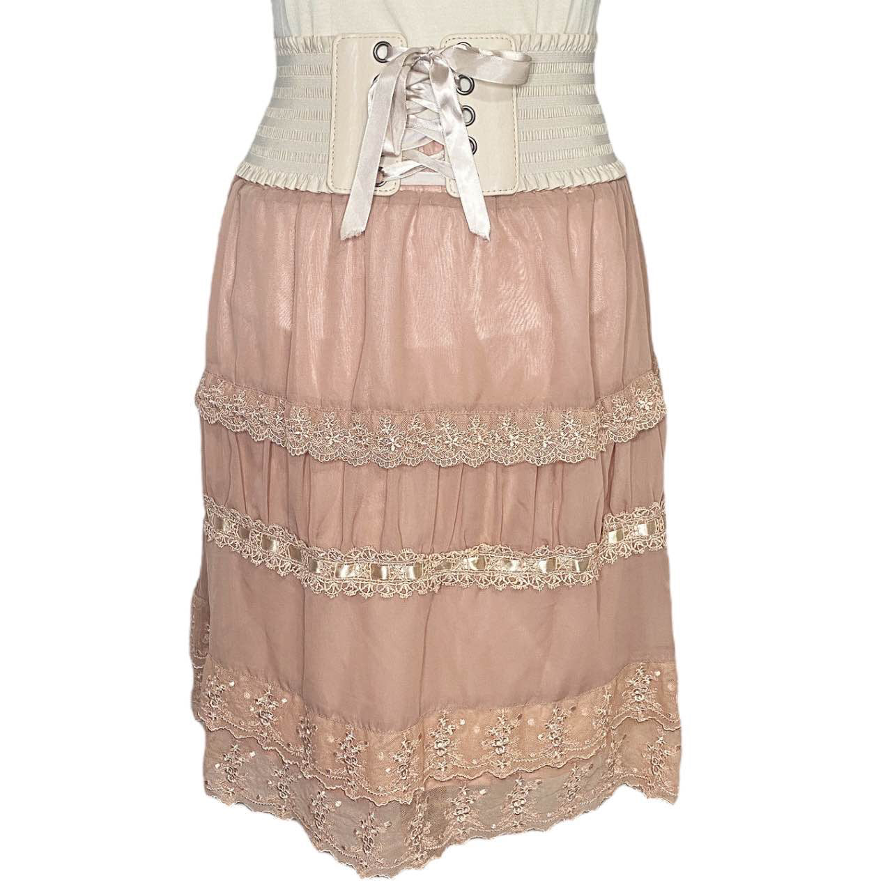 Axes Femme Mori Girl Flowy Feminine Peach Skirt Sz M
