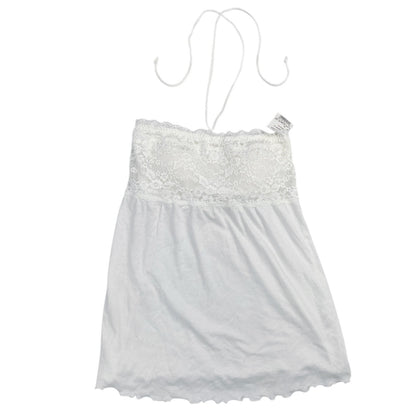 2000s Deadstock White Lace Halter Top Sz S