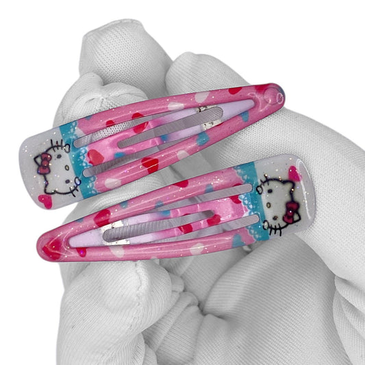 2010s Sanrio Hello Kitty Hair Clips Set - Hearts