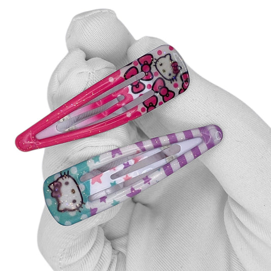 2010s Sanrio Hello Kitty Hair Clips Set - Stars and Bows
