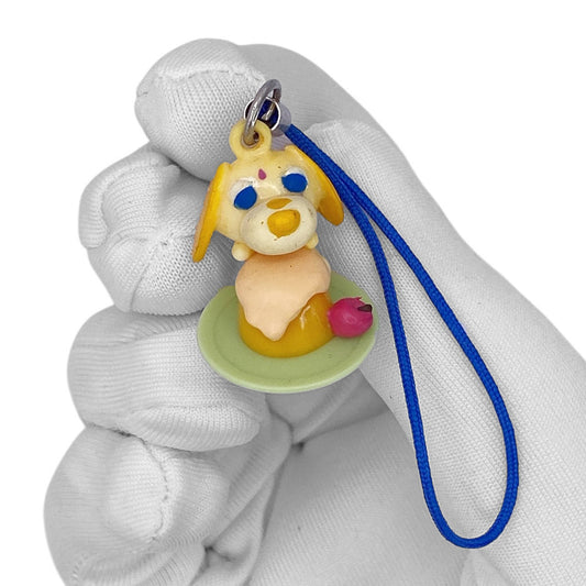 2000s Tea Dog Mascot Strap - Yellow with Pastry