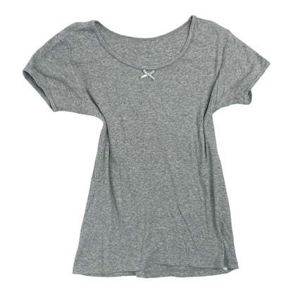 2000s Grunge Gray Bow Tee Sz S
