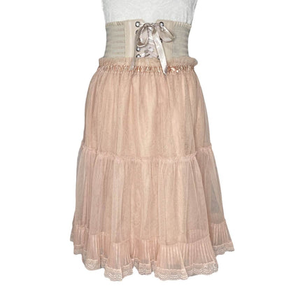 Earth, Music, And Ecology Flowy Feminine Peach Skirt Sz S/M