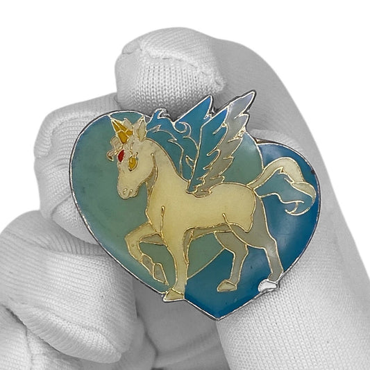 Vintage 90s Sailor Moon Enamel Pin - Helios Pegasus Blue Hearts