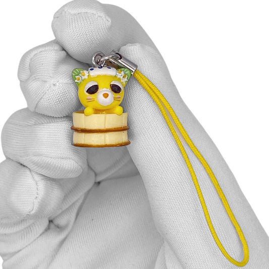 2000s Tea Cat Mascot Strap - Yellow