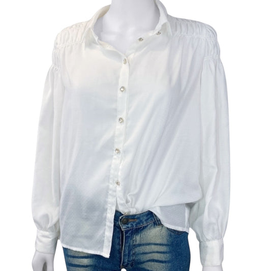Axes Femme Poettique White Button Up Blouse Sz M