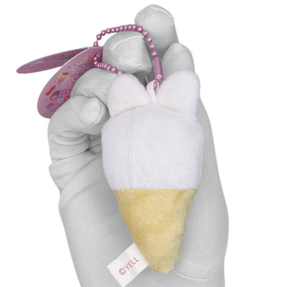 Deadstock New Round Eyes Mascot Plush Keychain - Bunny Ice Cream