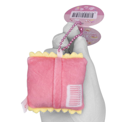 Deadstock New Round Eyes Mascot Plush Keychain - Strawberry Bunny Gummies